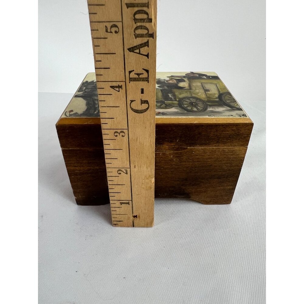 VTG Hummel Wood Music Box Edelweiss Swiss Movement The Mail is Here - Picture 7 of 9